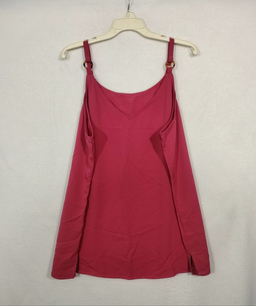 Rose Pink Slip Dress with Ring-Detail Straps